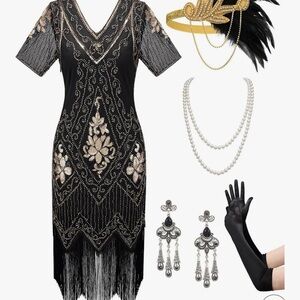 SWEETV YESSA Women’s 1920s Flapper Dress - XL - Gorgeous Beaded Details